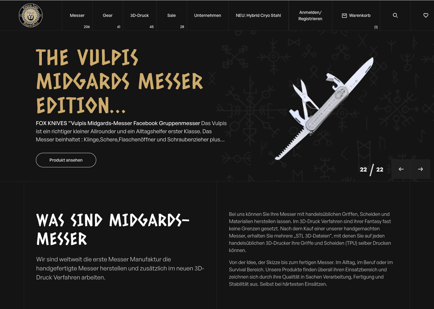 Desktopansicht des Midgards Messer Shops